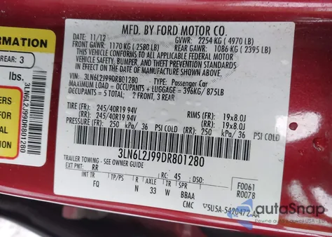 2013 Lincoln Mkz из США, поврежденный, VIN 3LN6L2J99DR801280